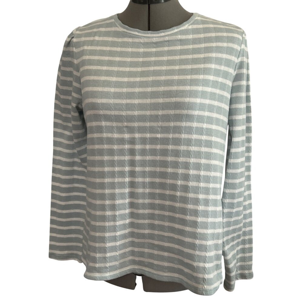 Croft & Barrow Womens Peach & Blue Striped Long Sleeve Sweaters Bundle - Size M